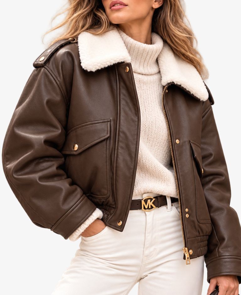Chaqueta Michael Kors marrón cuello pelo